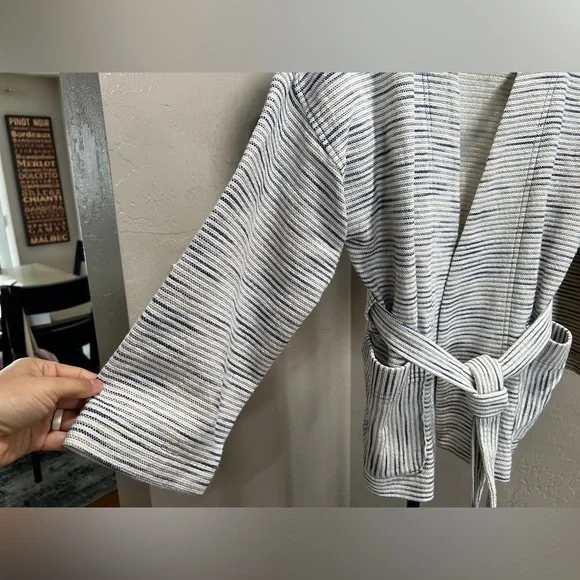 Texture & Thread Madewell Striped Tie Waist Cardigan Medium - Picture 3 of 8